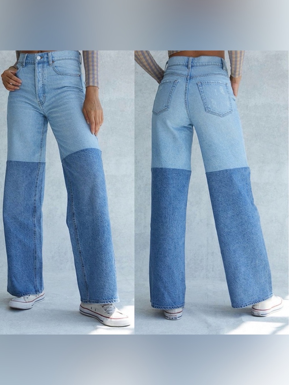 PacSun Two-Tone Light Blue Wide Leg Jeans